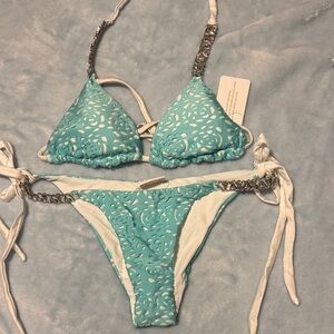 Elegant Blue and White Bikini